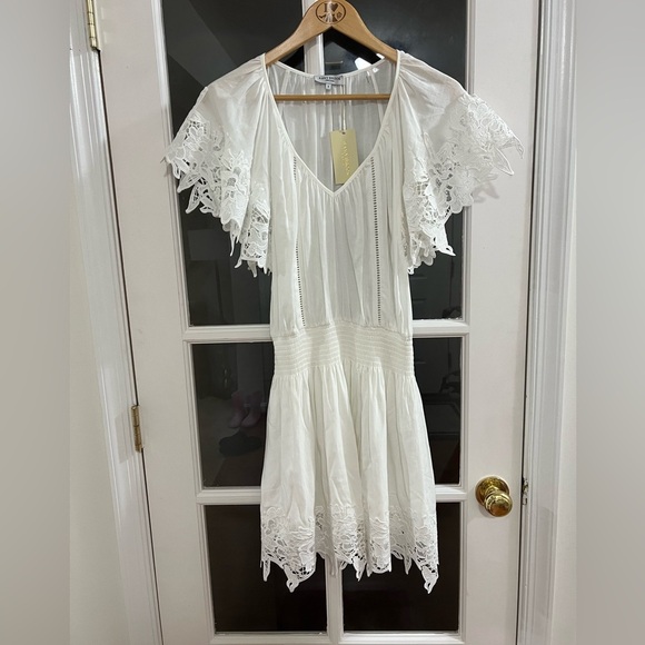 Ramy Brook Ryan Lace Trim Linen Minidress - Size S - NWT - white - Picture 3 of 11